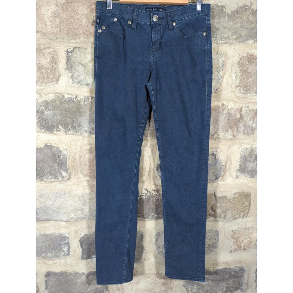 Rock & Republic Berlin Jeans‎ Dark Wash Blue Denim Woman's 8 Y2K Stretch